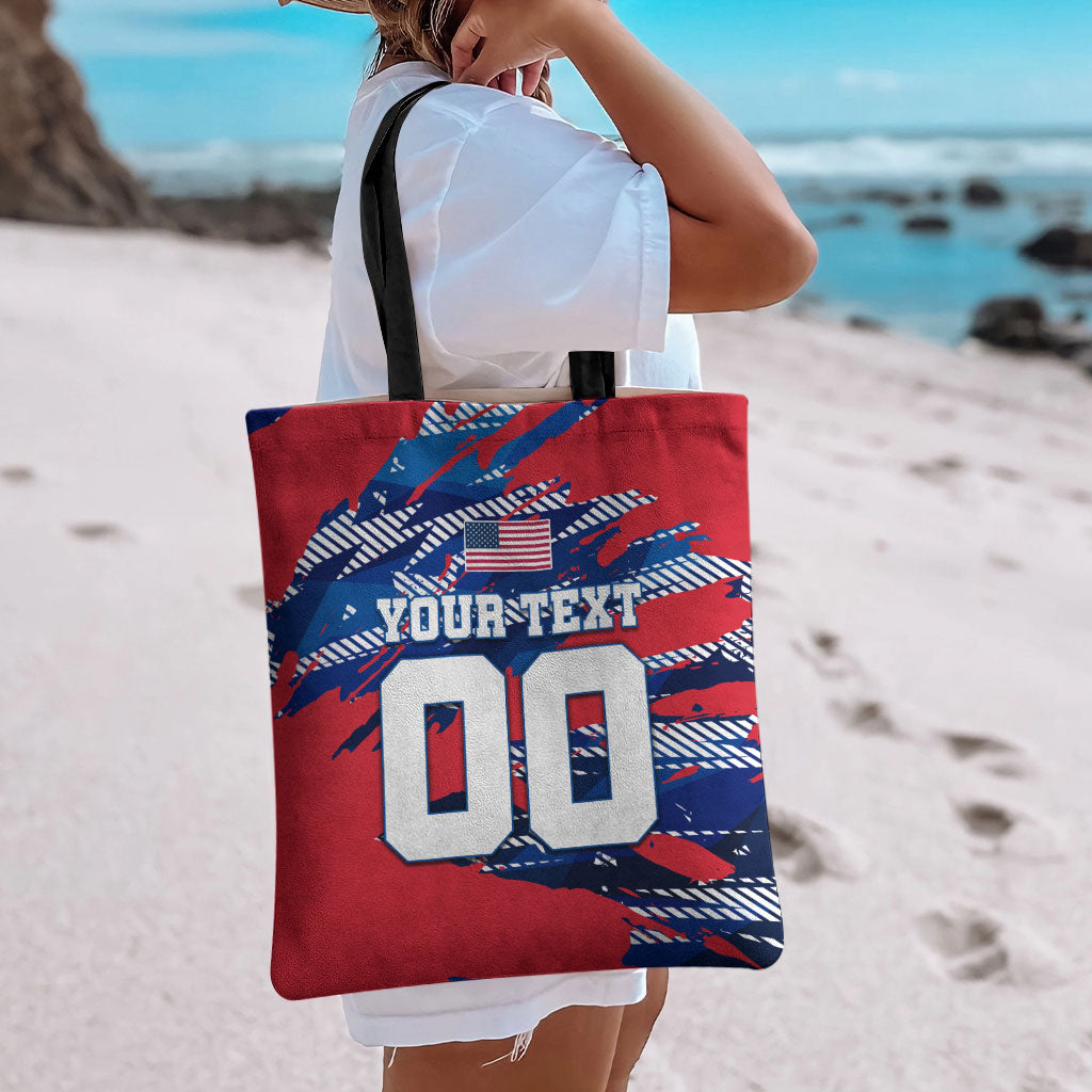 Personalized United States Soccer Eagle Tote Bag American Flag Grunge Patriot Art