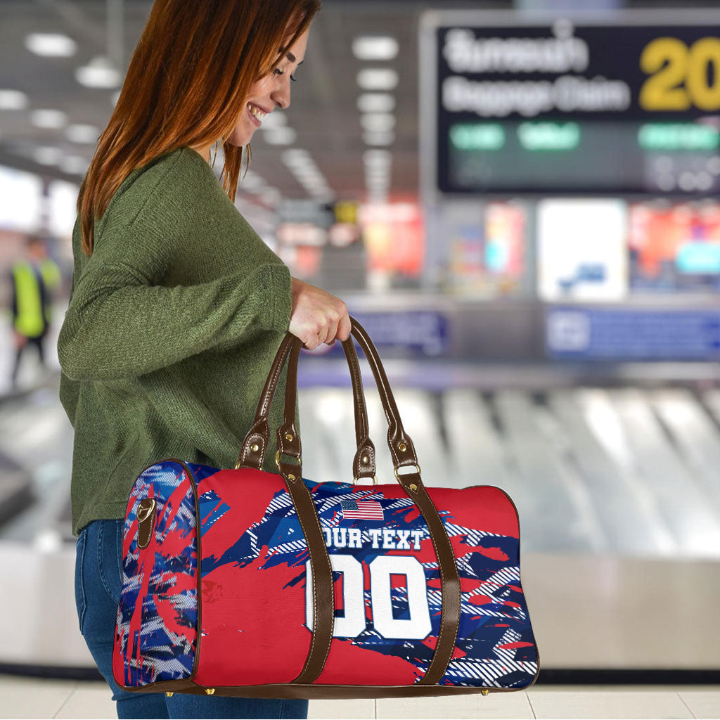 Personalized United States Soccer Eagle Travel Bag American Flag Grunge Patriot Art