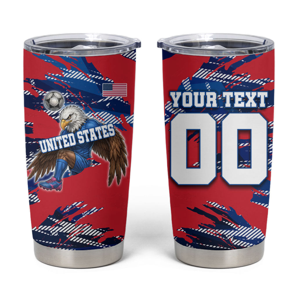 Personalized United States Soccer Eagle Tumbler Cup American Flag Grunge Patriot Art
