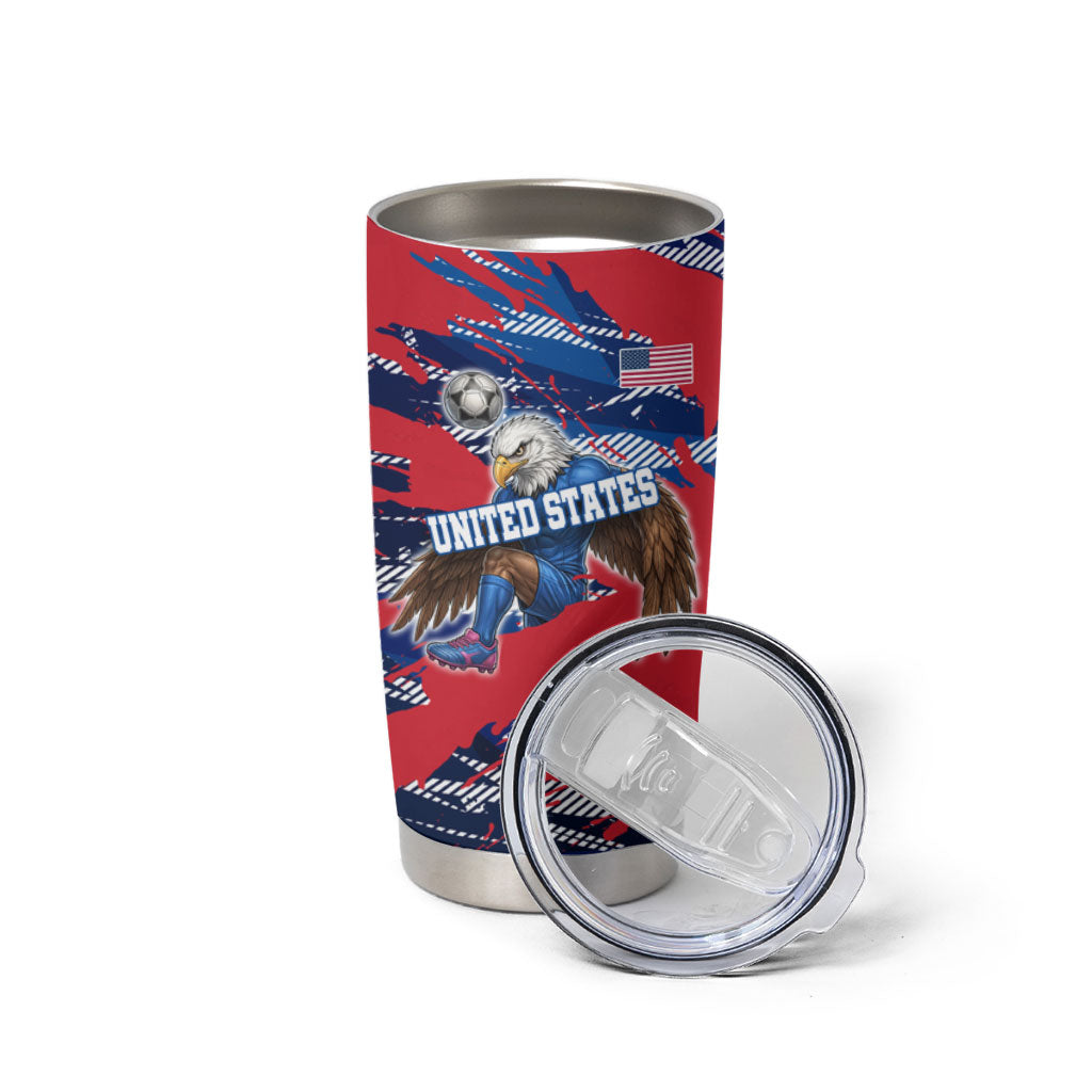 Personalized United States Soccer Eagle Tumbler Cup American Flag Grunge Patriot Art
