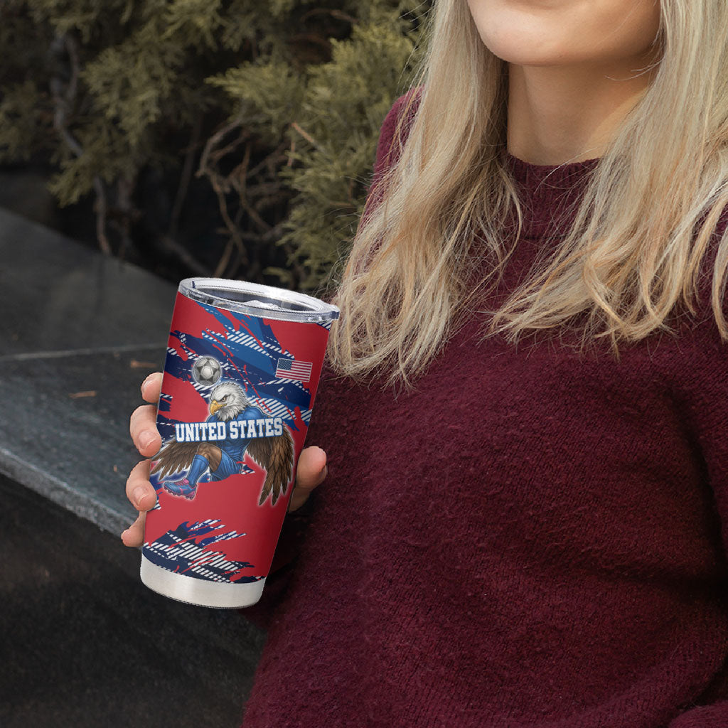 Personalized United States Soccer Eagle Tumbler Cup American Flag Grunge Patriot Art