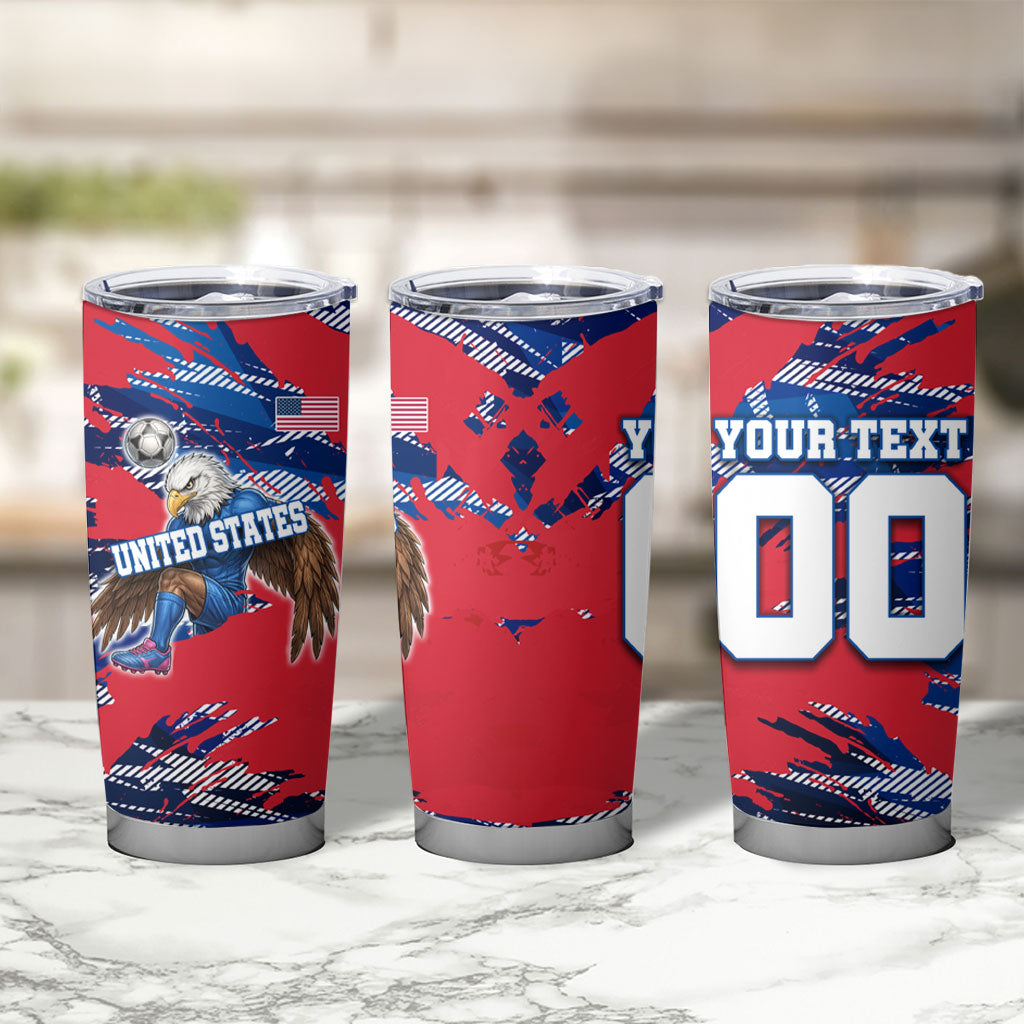 Personalized United States Soccer Eagle Tumbler Cup American Flag Grunge Patriot Art