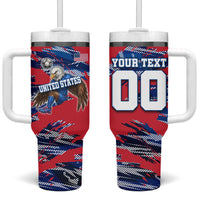 Personalized United States Soccer Eagle Tumbler With Handle American Flag Grunge Patriot Art