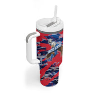 Personalized United States Soccer Eagle Tumbler With Handle American Flag Grunge Patriot Art