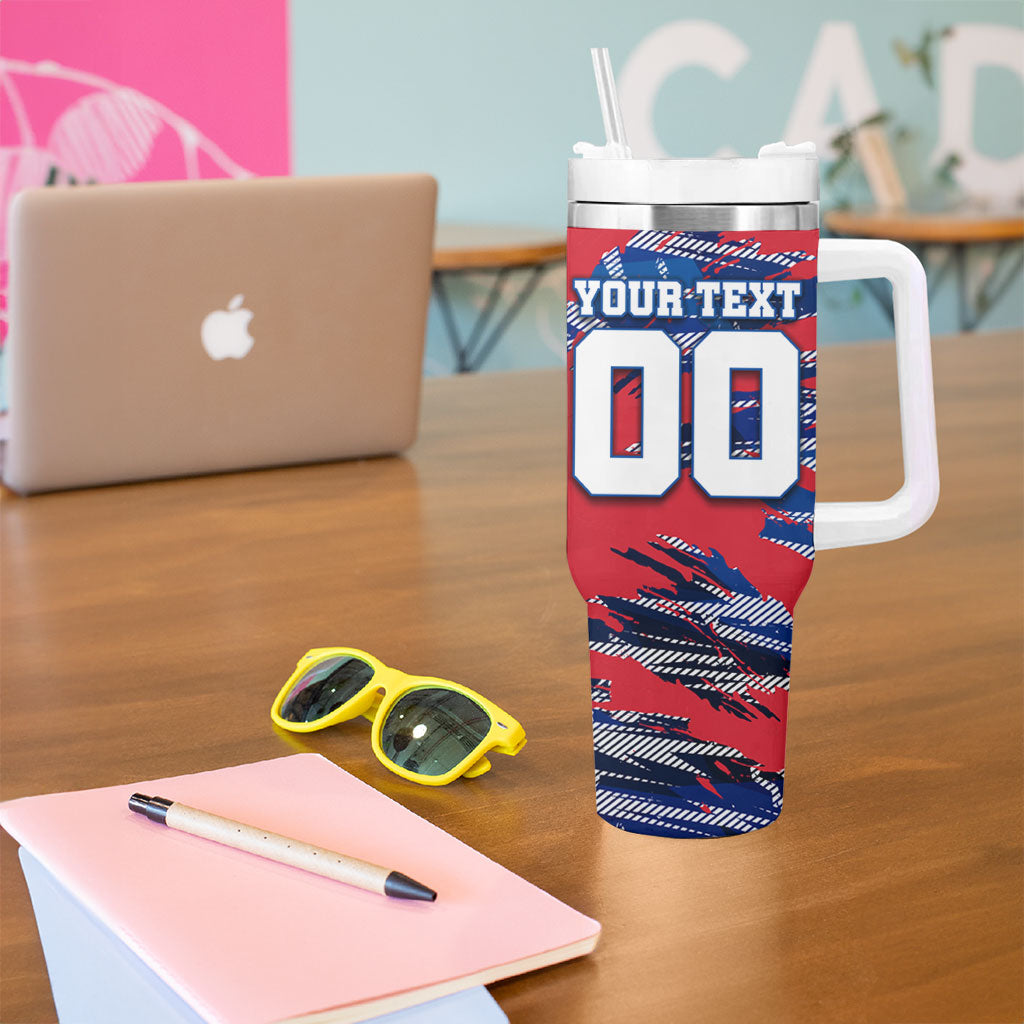 Personalized United States Soccer Eagle Tumbler With Handle American Flag Grunge Patriot Art