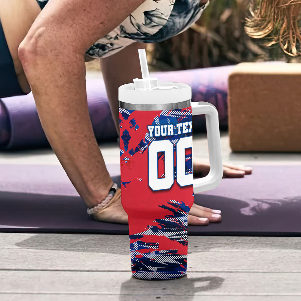 Personalized United States Soccer Eagle Tumbler With Handle American Flag Grunge Patriot Art