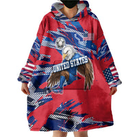 Personalized United States Soccer Eagle Wearable Blanket Hoodie American Flag Grunge Patriot Art