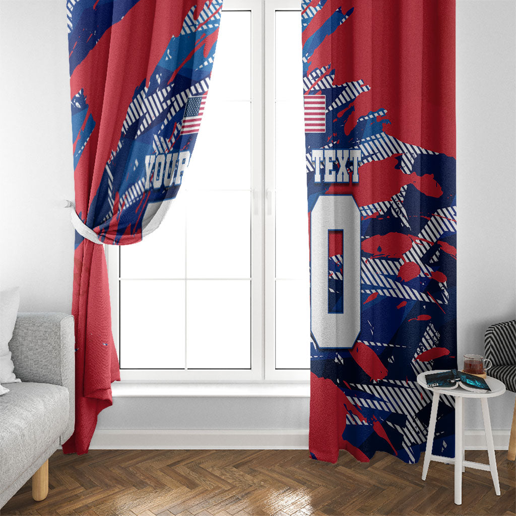 Personalized United States Soccer Eagle Window Curtain American Flag Grunge Patriot Art