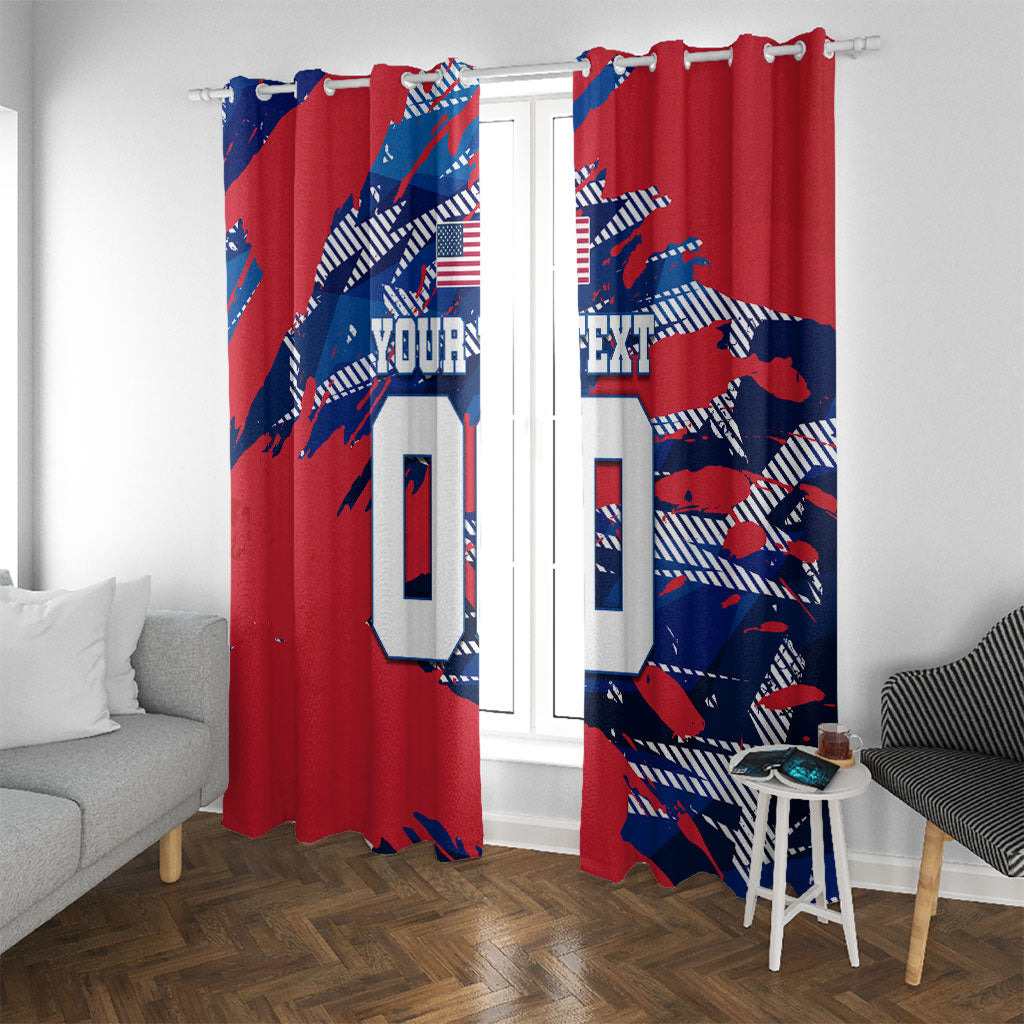 Personalized United States Soccer Eagle Window Curtain American Flag Grunge Patriot Art
