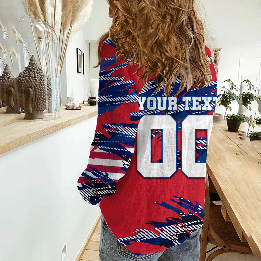 Personalized United States Soccer Eagle Women Casual Shirt American Flag Grunge Patriot Art