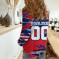 Personalized United States Soccer Eagle Women Casual Shirt American Flag Grunge Patriot Art