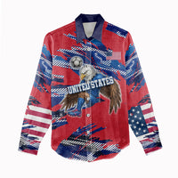 Personalized United States Soccer Eagle Women Casual Shirt American Flag Grunge Patriot Art