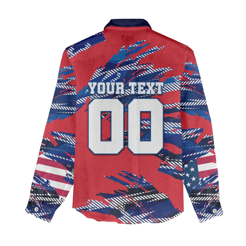 Personalized United States Soccer Eagle Women Casual Shirt American Flag Grunge Patriot Art