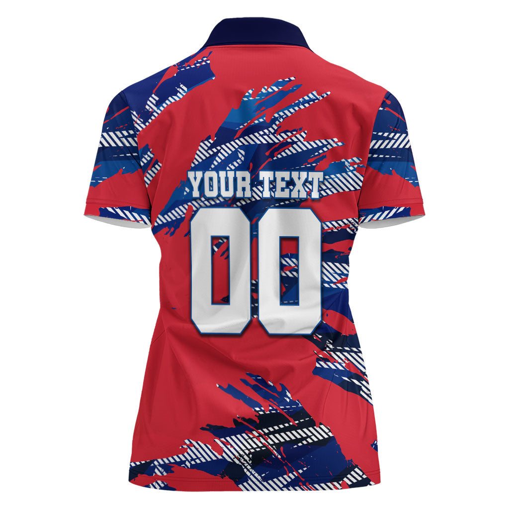Personalized United States Soccer Eagle Women Polo Shirt American Flag Grunge Patriot Art