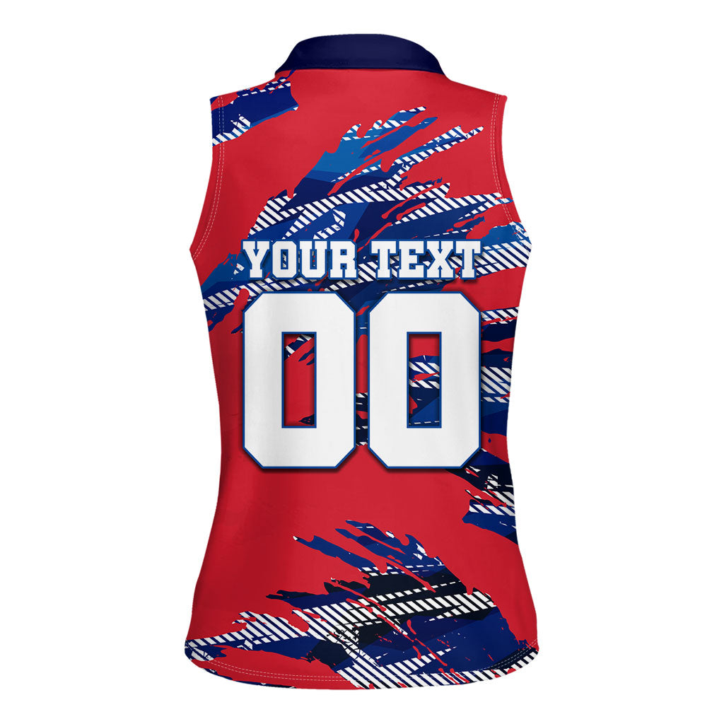 Personalized United States Soccer Eagle Women Sleeveless Polo Shirt American Flag Grunge Patriot Art