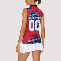 Personalized United States Soccer Eagle Women Sleeveless Polo Shirt American Flag Grunge Patriot Art