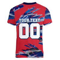 Personalized United States Soccer Eagle Women V-Neck T-Shirt American Flag Grunge Patriot Art