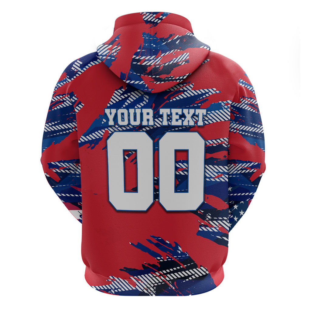 Personalized United States Soccer Eagle Zip Hoodie American Flag Grunge Patriot Art