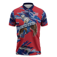 Personalized United States Soccer Eagle Zipper Polo Shirt American Flag Grunge Patriot Art