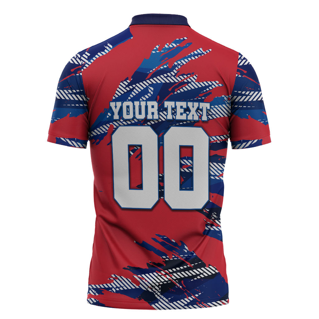 Personalized United States Soccer Eagle Zipper Polo Shirt American Flag Grunge Patriot Art