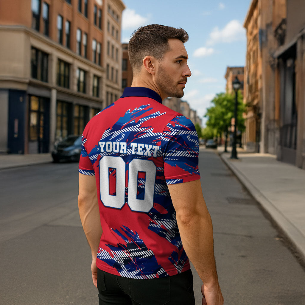 Personalized United States Soccer Eagle Zipper Polo Shirt American Flag Grunge Patriot Art