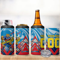 Personalized DR Congo Football Leopard Victory 4 in 1 Can Cooler Tumbler Congolese Soccer Comic Style