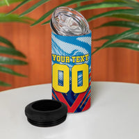 Personalized DR Congo Football Leopard Victory 4 in 1 Can Cooler Tumbler Congolese Soccer Comic Style