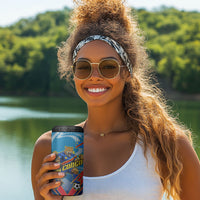 Personalized DR Congo Football Leopard Victory 4 in 1 Can Cooler Tumbler Congolese Soccer Comic Style