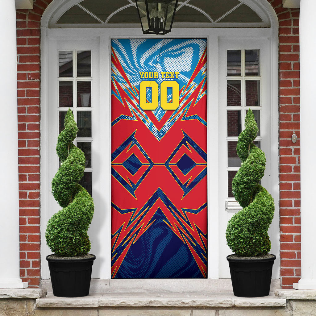 Personalized DR Congo Football Leopard Victory Door Cover Congolese Soccer Comic Style