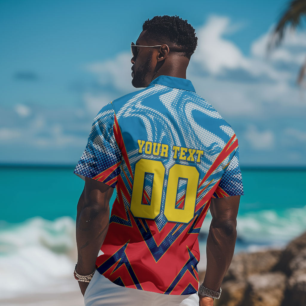 Personalized DR Congo Football Leopard Victory Hawaiian Shirt Congolese Soccer Comic Style