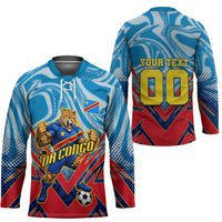 Personalized DR Congo Football Leopard Victory Hockey Jersey Congolese Soccer Comic Style