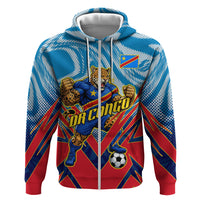 Personalized DR Congo Football Leopard Victory Hoodie Congolese Soccer Comic Style