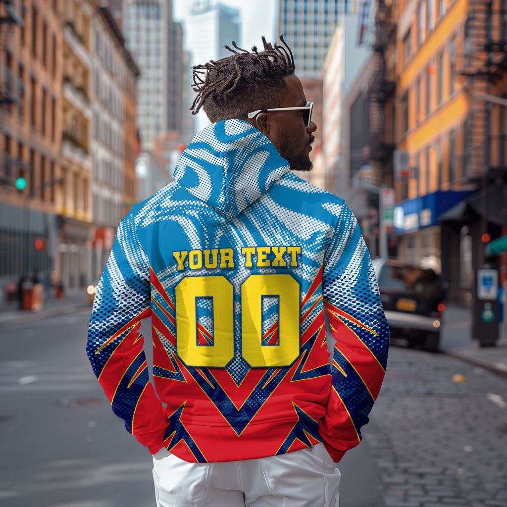 Personalized DR Congo Football Leopard Victory Hoodie Congolese Soccer Comic Style