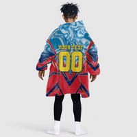 Personalized DR Congo Football Leopard Victory Kid Wearable Blanket Hoodie Congolese Soccer Comic Style
