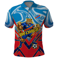Personalized DR Congo Football Leopard Victory Polo Shirt Congolese Soccer Comic Style