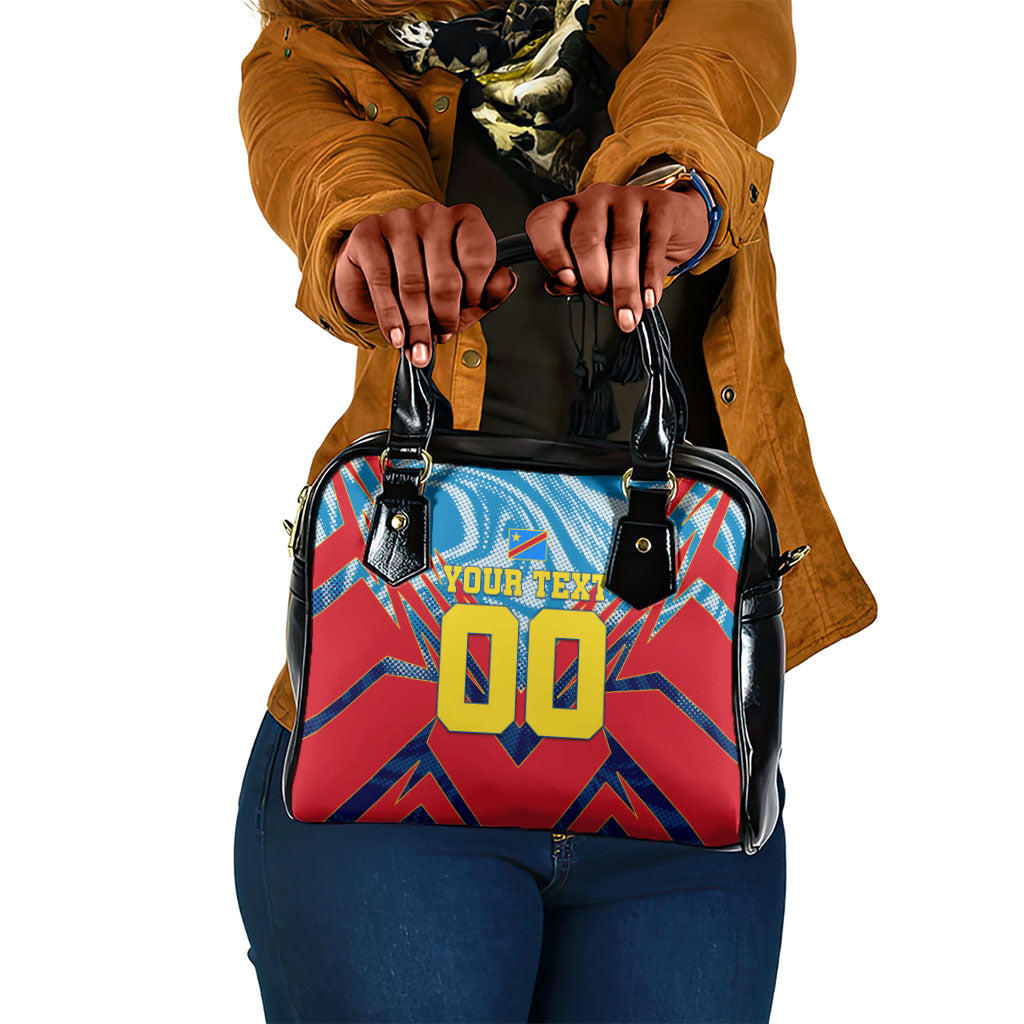 Personalized DR Congo Football Leopard Victory Shoulder Handbag Congolese Soccer Comic Style