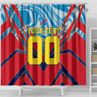 Personalized DR Congo Football Leopard Victory Shower Curtain Congolese Soccer Comic Style
