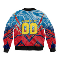 Personalized DR Congo Football Leopard Victory Sleeve Zip Bomber Jacket Congolese Soccer Comic Style