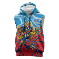Personalized DR Congo Football Leopard Victory Sleeveless Hoodie Congolese Soccer Comic Style