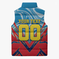 Personalized DR Congo Football Leopard Victory Sleeveless Puffer Jacket Congolese Soccer Comic Style