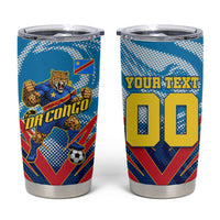 Personalized DR Congo Football Leopard Victory Tumbler Cup Congolese Soccer Comic Style