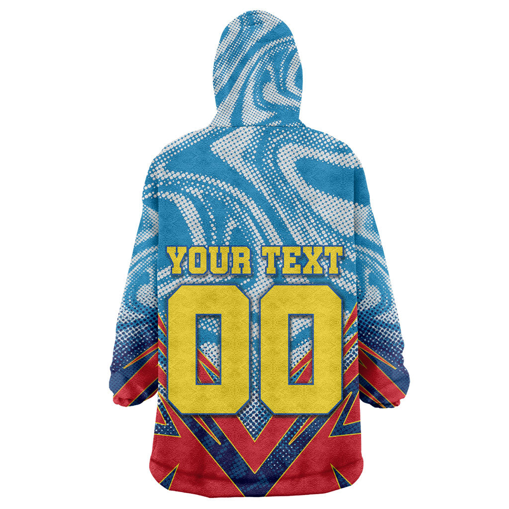 Personalized DR Congo Football Leopard Victory Wearable Blanket Hoodie Congolese Soccer Comic Style