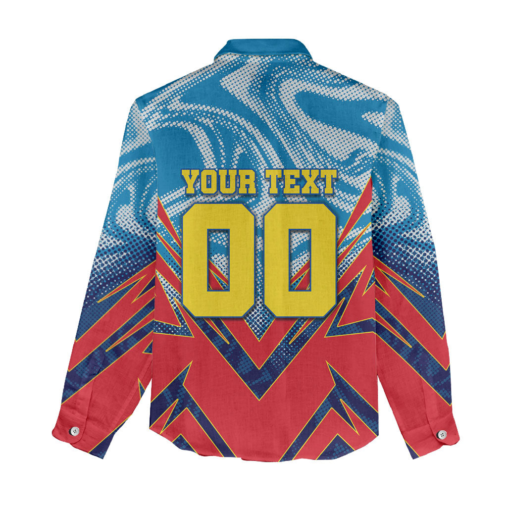 Personalized DR Congo Football Leopard Victory Women Casual Shirt Congolese Soccer Comic Style