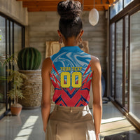 Personalized DR Congo Football Leopard Victory Women Sleeveless Polo Shirt Congolese Soccer Comic Style