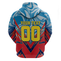 Personalized DR Congo Football Leopard Victory Zip Hoodie Congolese Soccer Comic Style