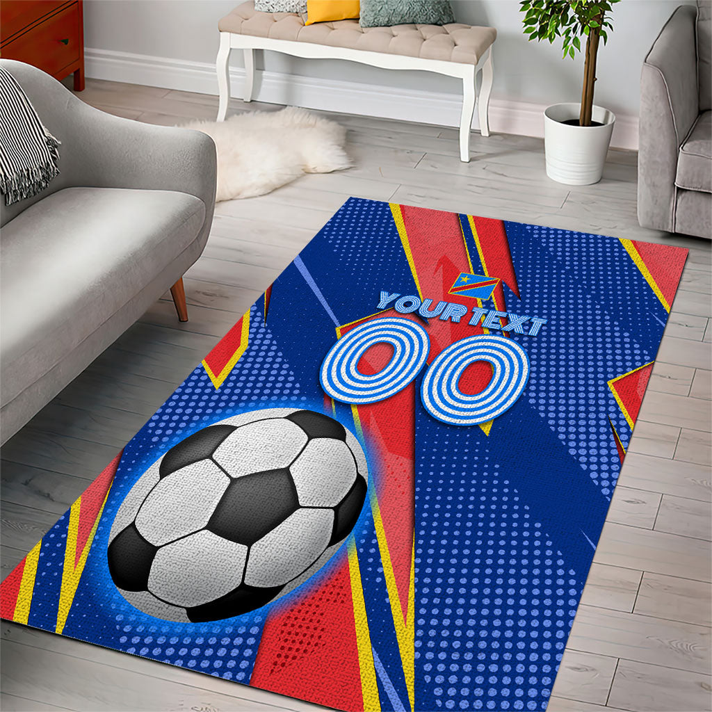 Personalized DR Congo Football Leopard GOAL Area Rug Congolese Football Champion - Dynamic Halftone Soccer Style