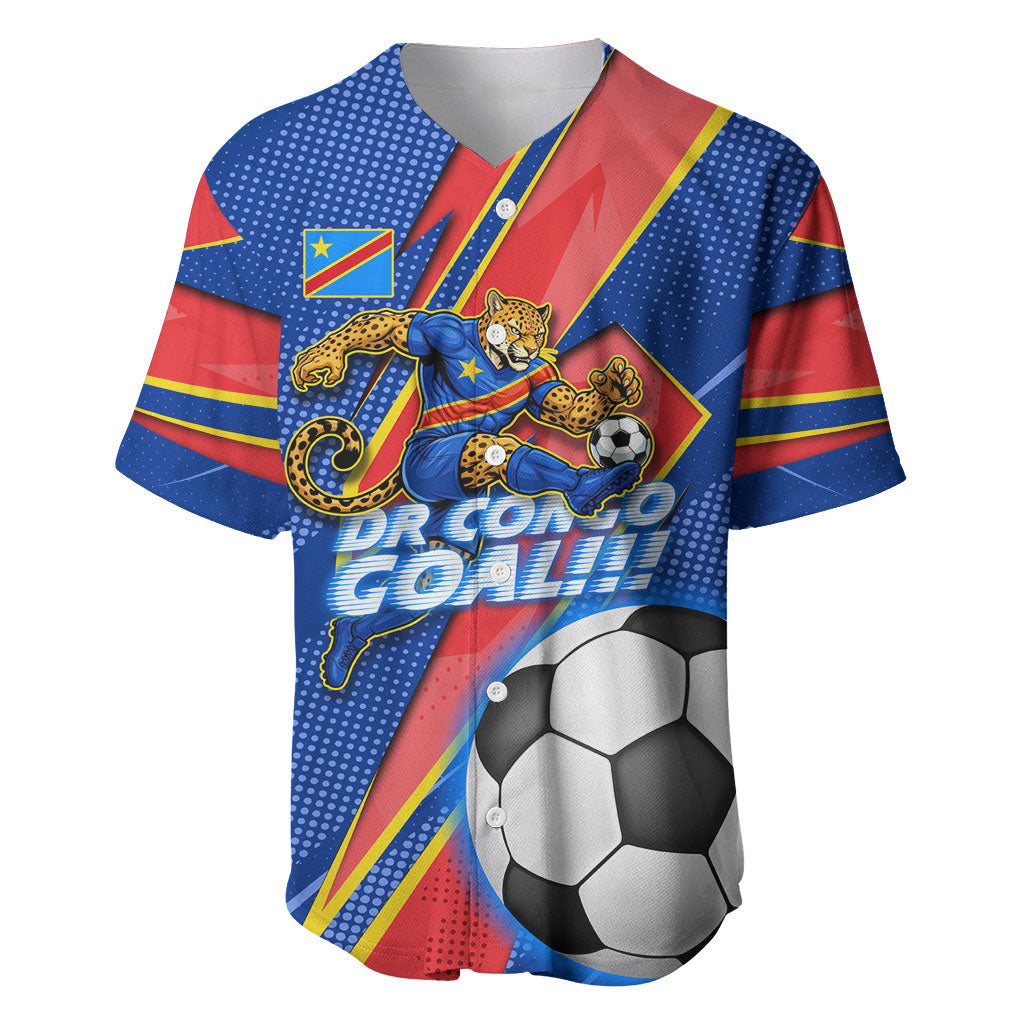 Personalized DR Congo Football Leopard GOAL Baseball Jersey Congolese Football Champion - Dynamic Halftone Soccer Style
