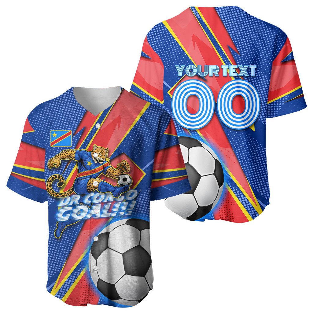 Personalized DR Congo Football Leopard GOAL Baseball Jersey Congolese Football Champion - Dynamic Halftone Soccer Style