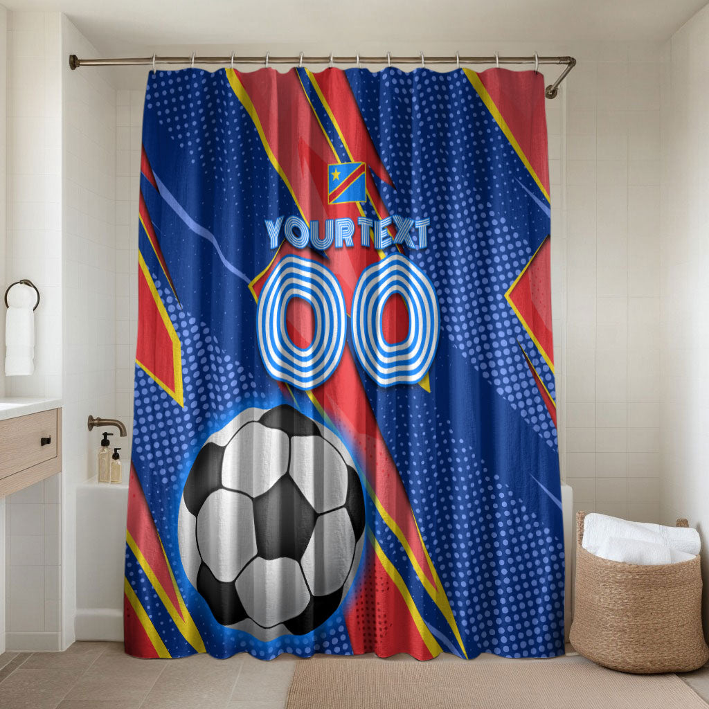 Personalized DR Congo Football Leopard GOAL Bathroom Set Congolese Football Champion - Dynamic Halftone Soccer Style