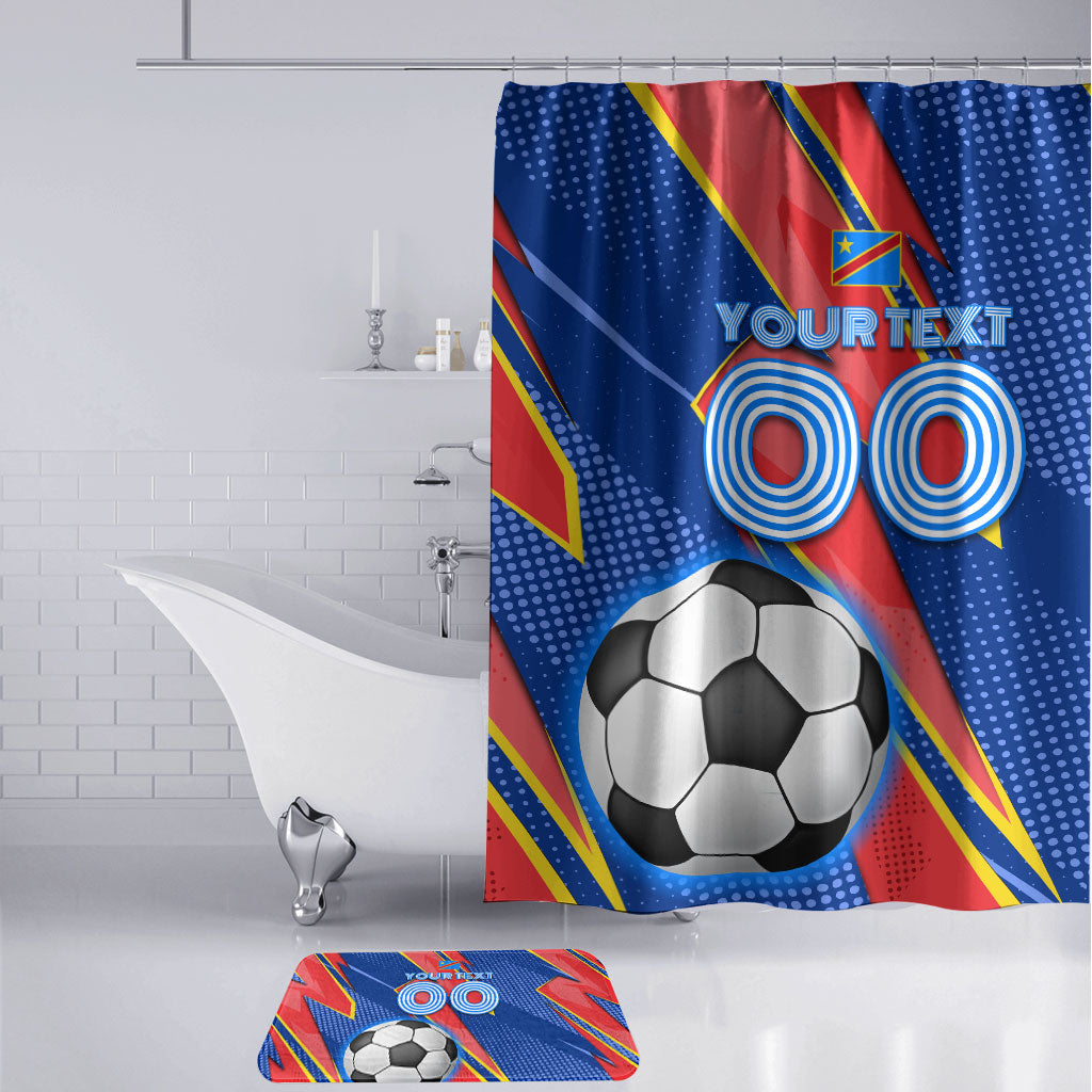 Personalized DR Congo Football Leopard GOAL Bathroom Set Congolese Football Champion - Dynamic Halftone Soccer Style
